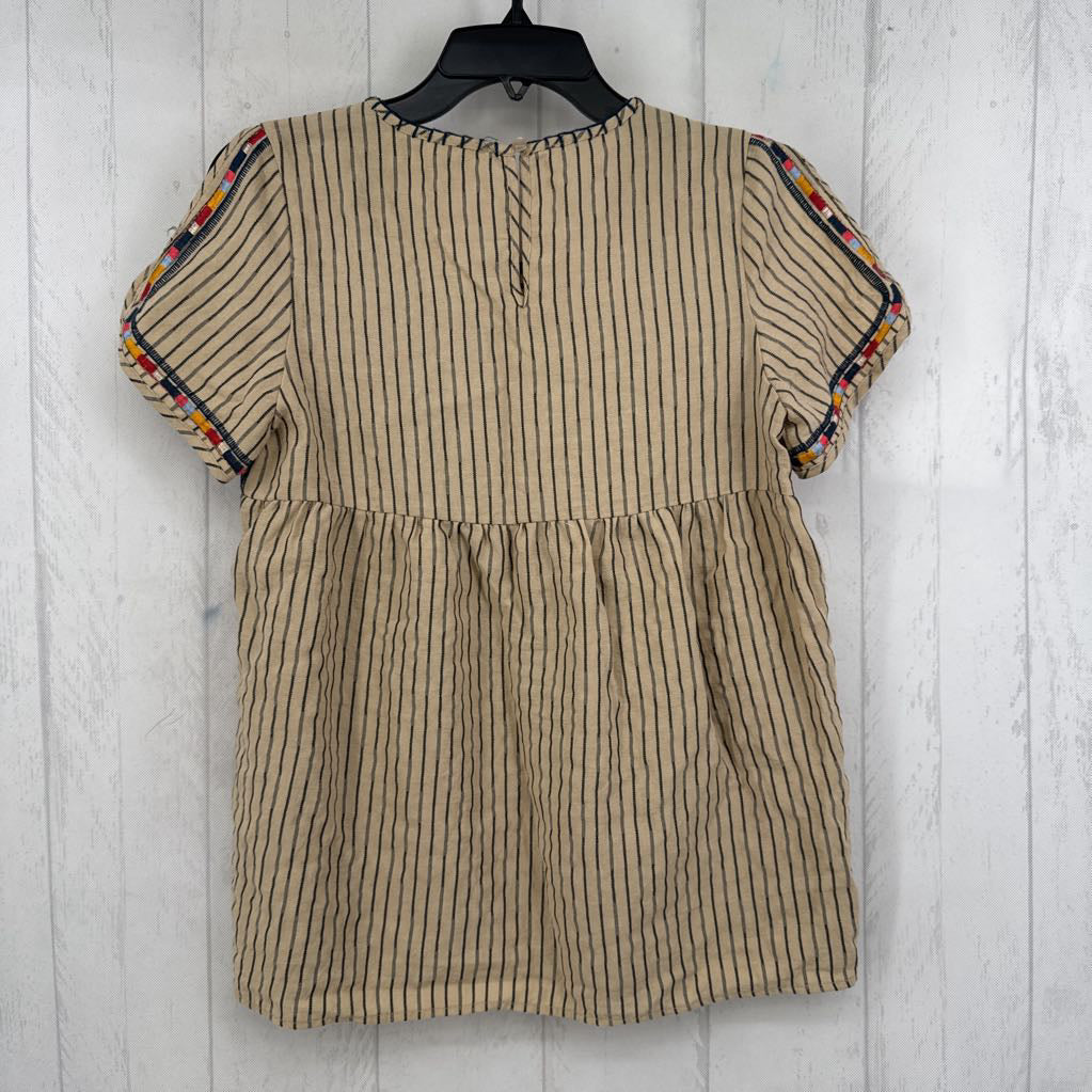 XS embroidered striped s/s top
