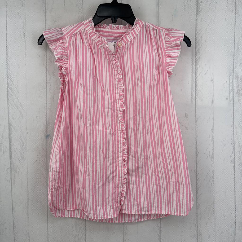 XS striped button down flutter slv top