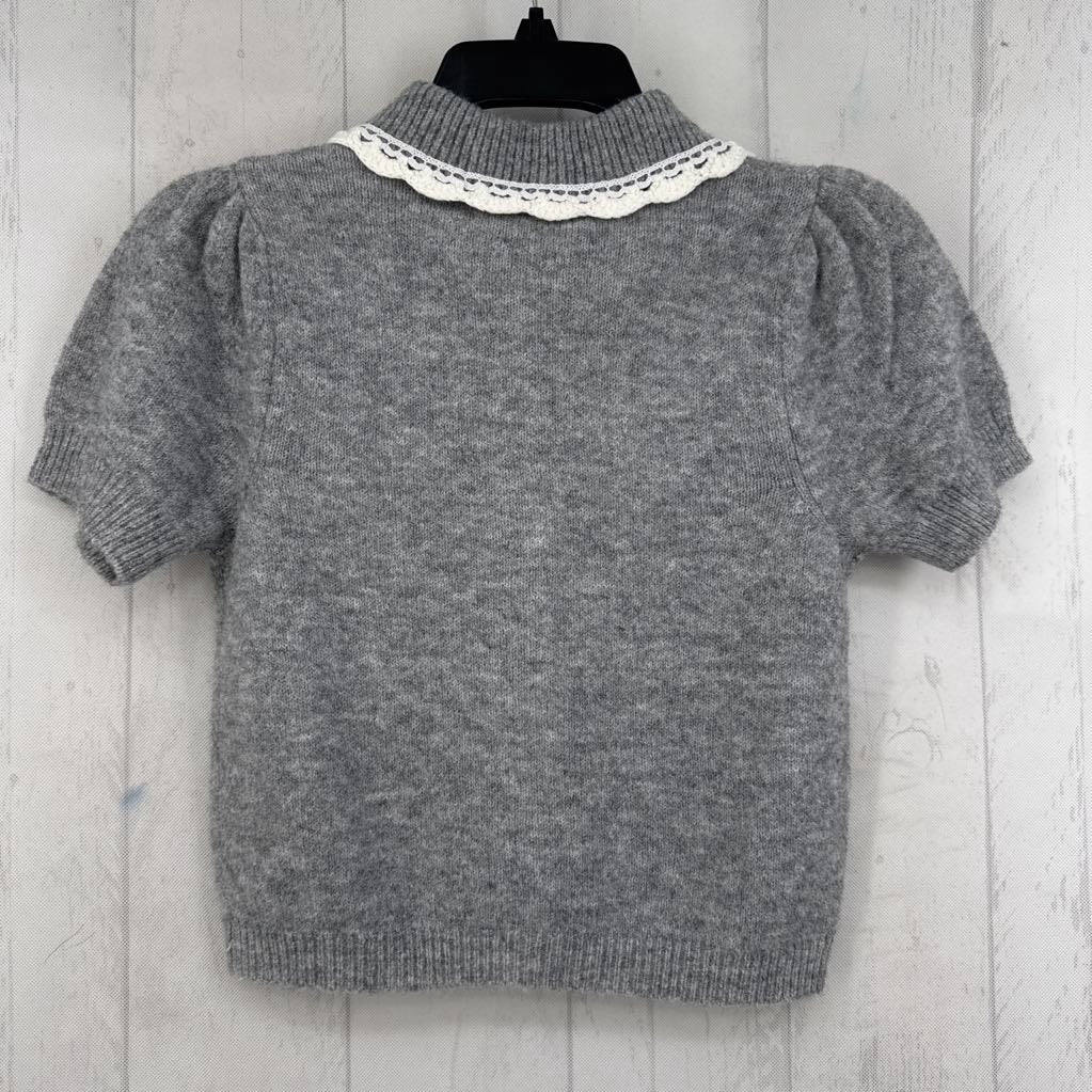 XS flo embroidered button down s/s sweater