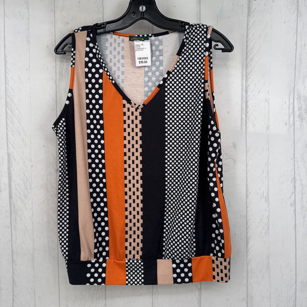 L mixed print v-neck tank
