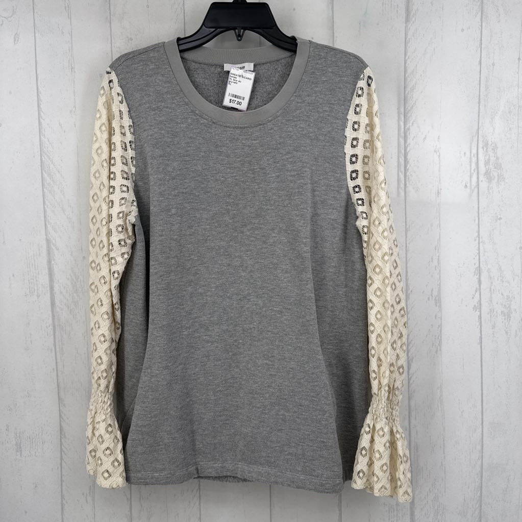 XL lace slv crewneck sweatshirt
