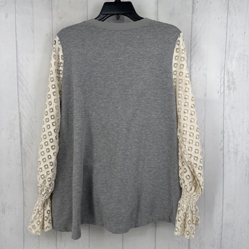 XL lace slv crewneck sweatshirt