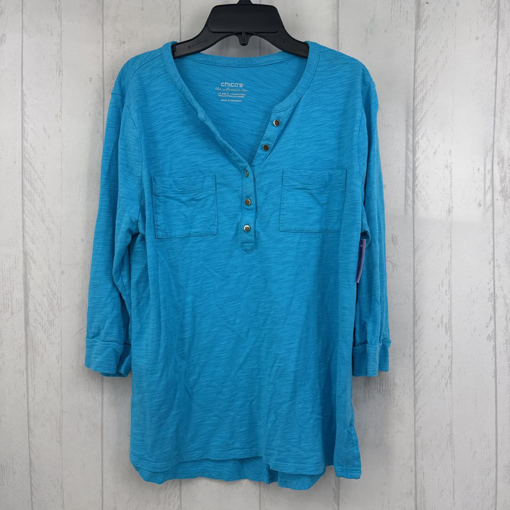 M 1/2 button down 3/4 slv tee