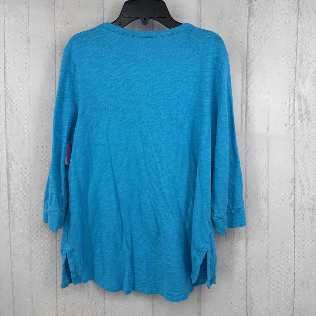 M 1/2 button down 3/4 slv tee