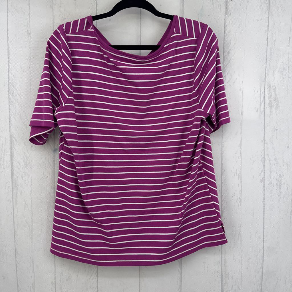 1X striped v-neck s/s tee