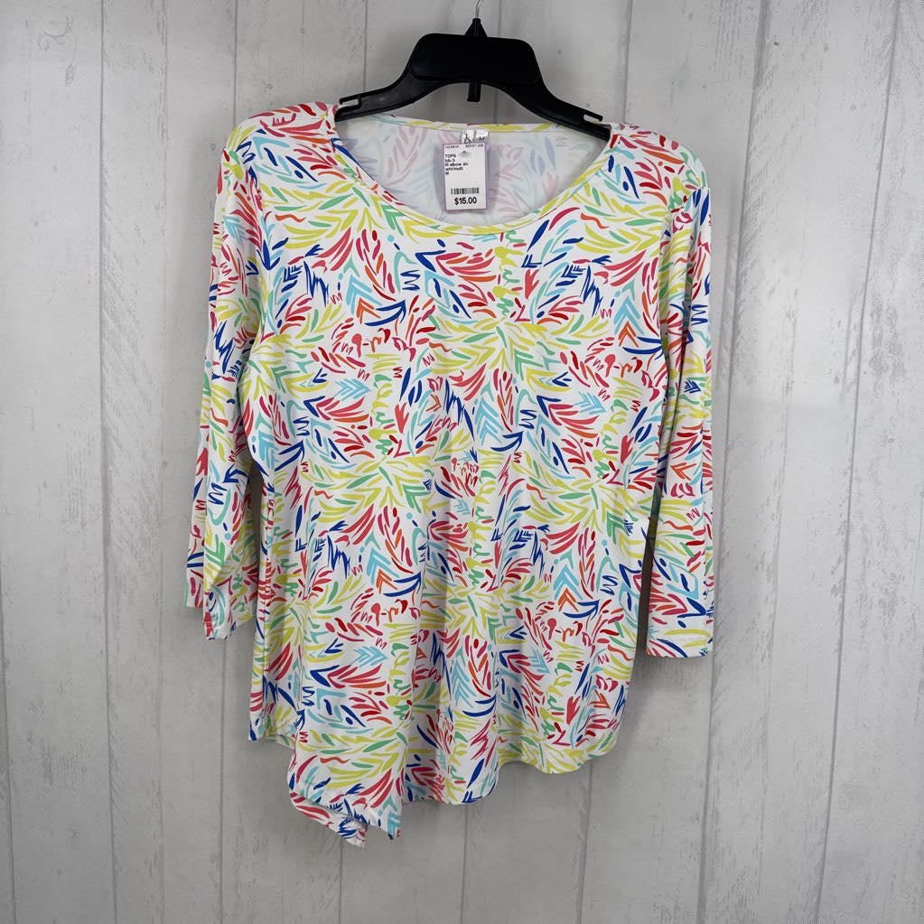M elbow slv abstract print top