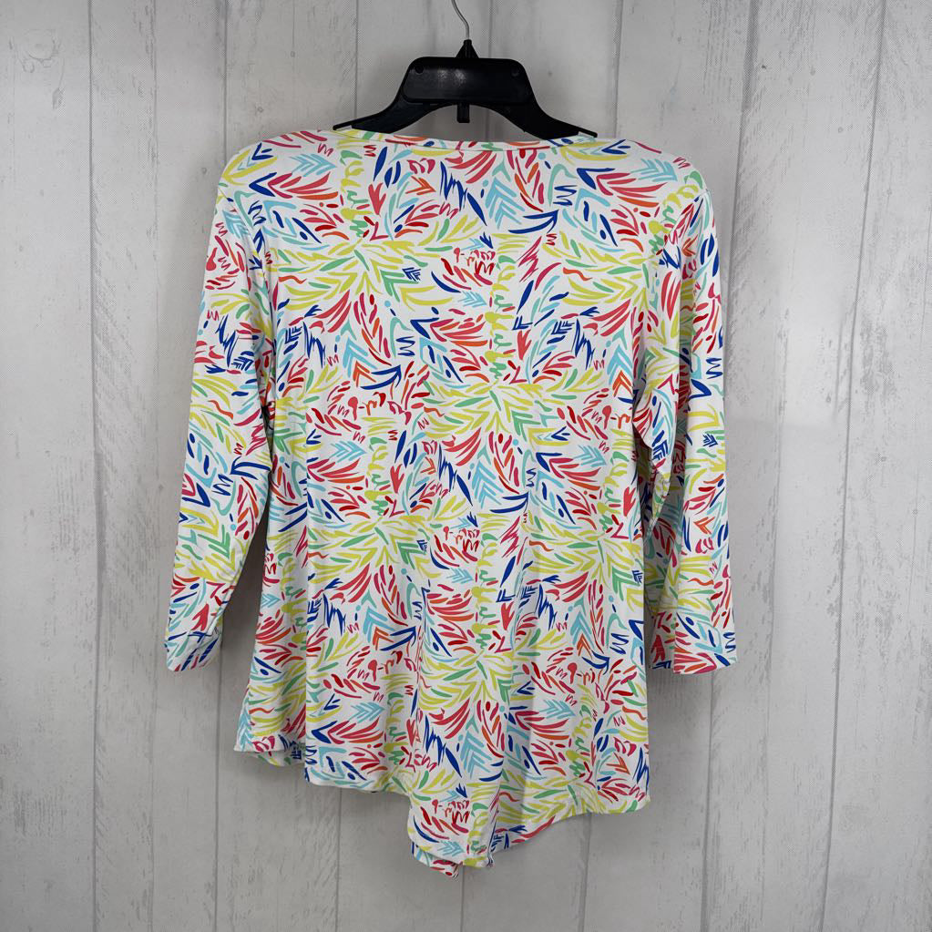 M elbow slv abstract print top