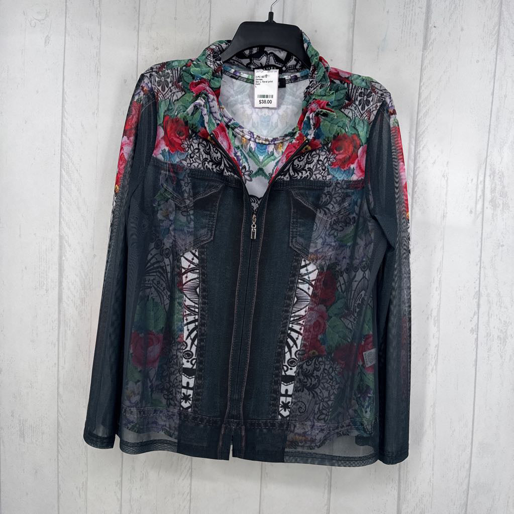 2pc L floral print zip jacket w/ tank