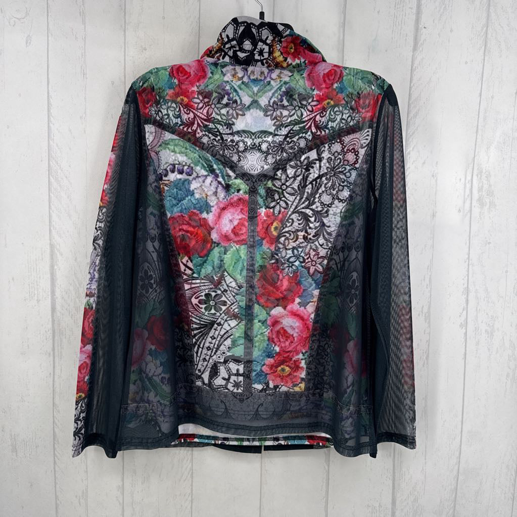 2pc L floral print zip jacket w/ tank