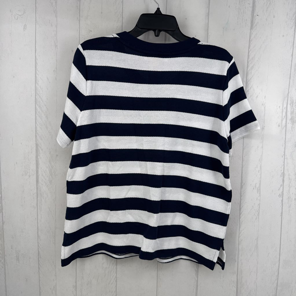 L s/s lace up stripe top