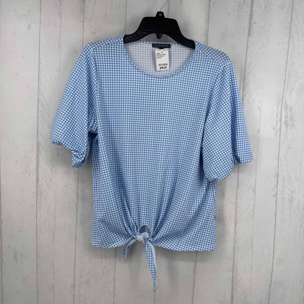 L s/s check knotted top