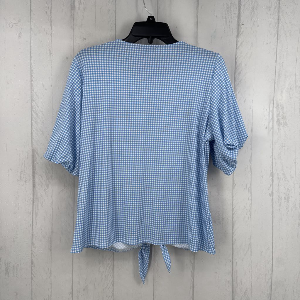 L s/s check knotted top
