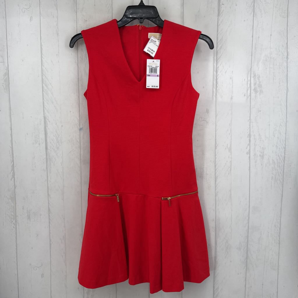 R125 6 slvls zipper detail pleated dress