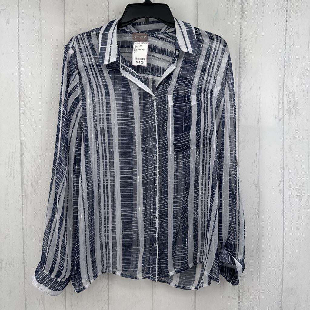 L l/s sheer stripe button shirt