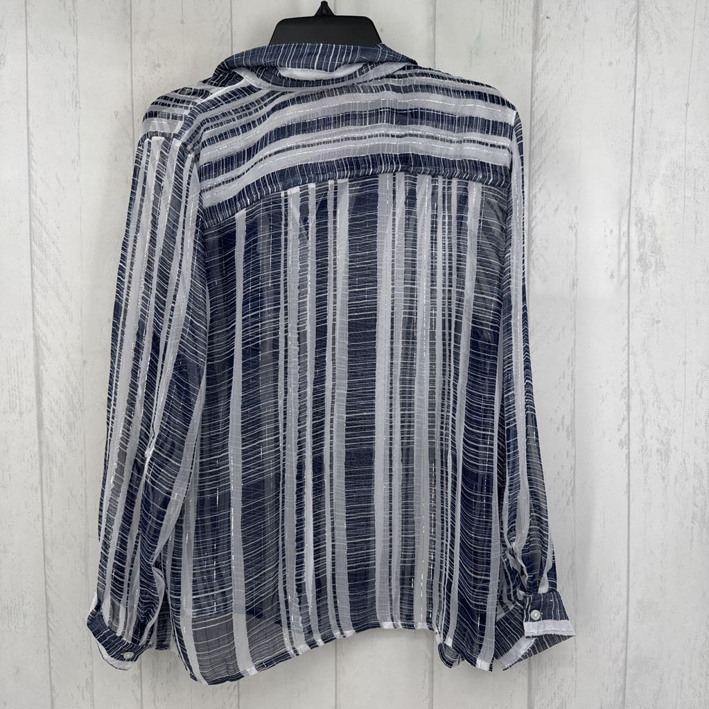 L l/s sheer stripe button shirt