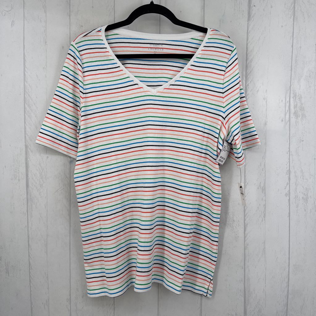 1x s/s v-neck stripe top