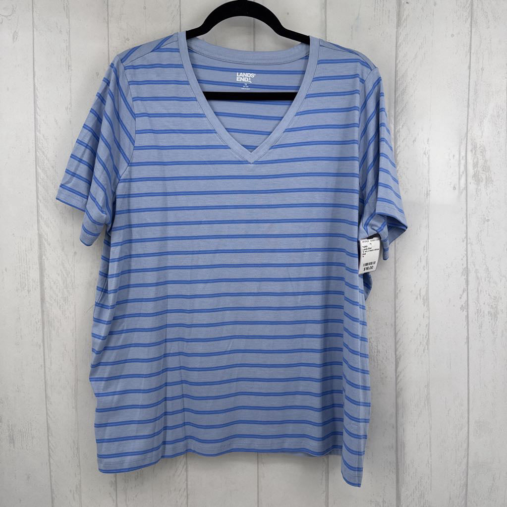 1x s/s v-neck stirpe top