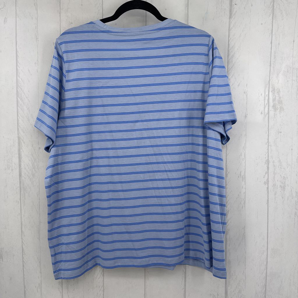1x s/s v-neck stirpe top