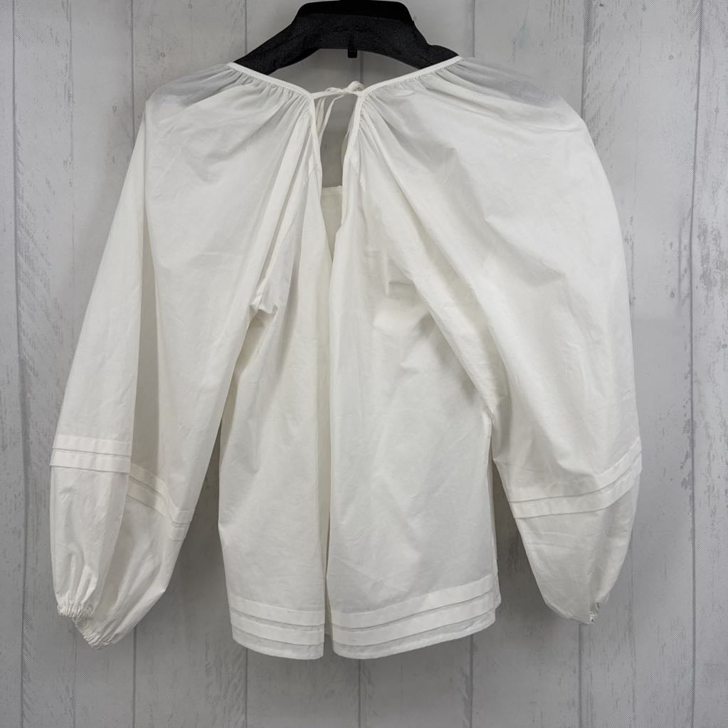 S embroidered bow back l/s top