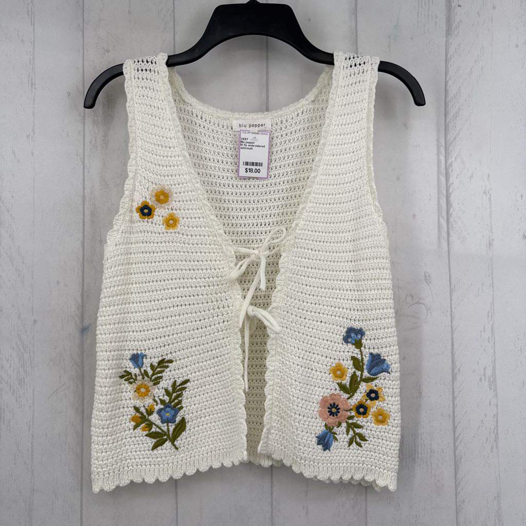 M flo embroidered sweater vest