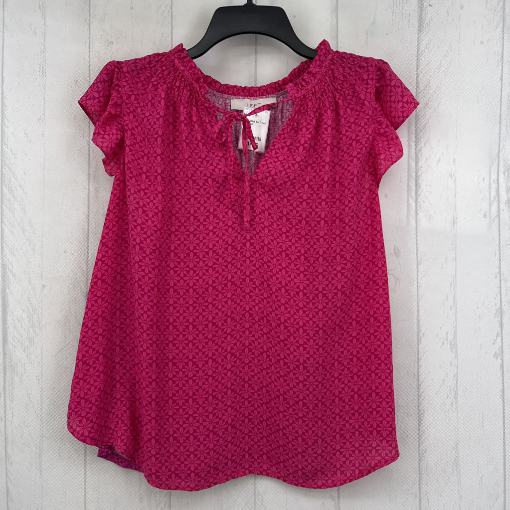 M flo print tie front flutter slv top