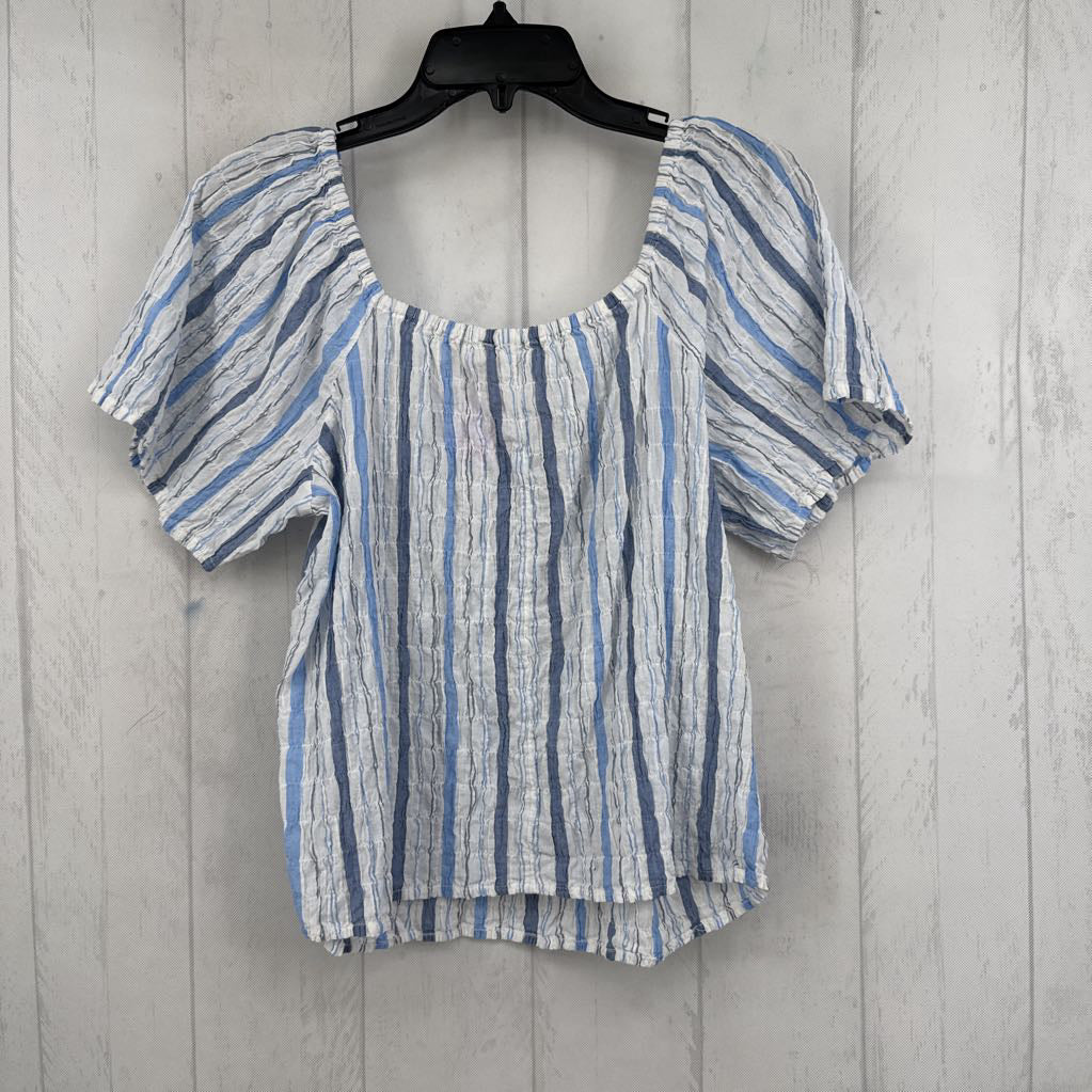S striped v-neck s/s top
