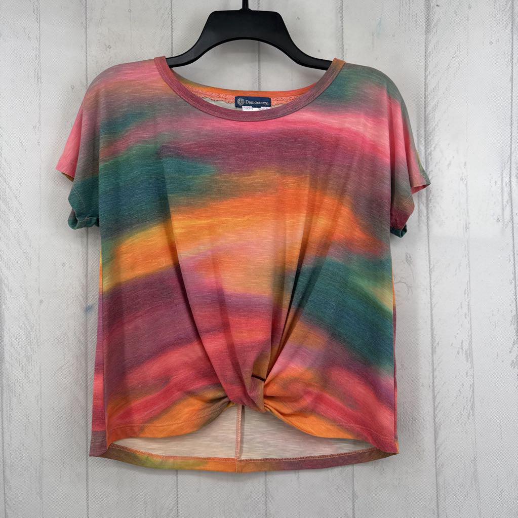 Sp colorful gathered hem s/s tee