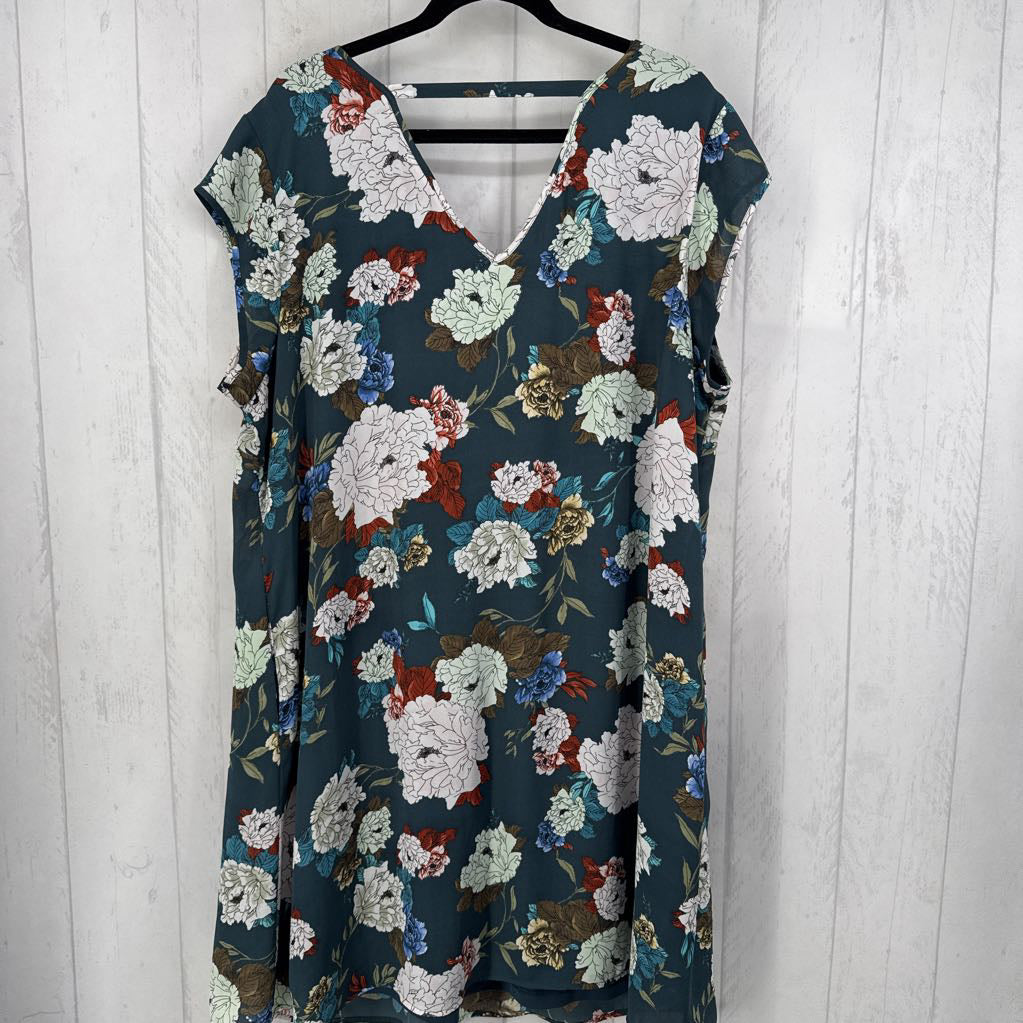 2x s/s floral pleated dress