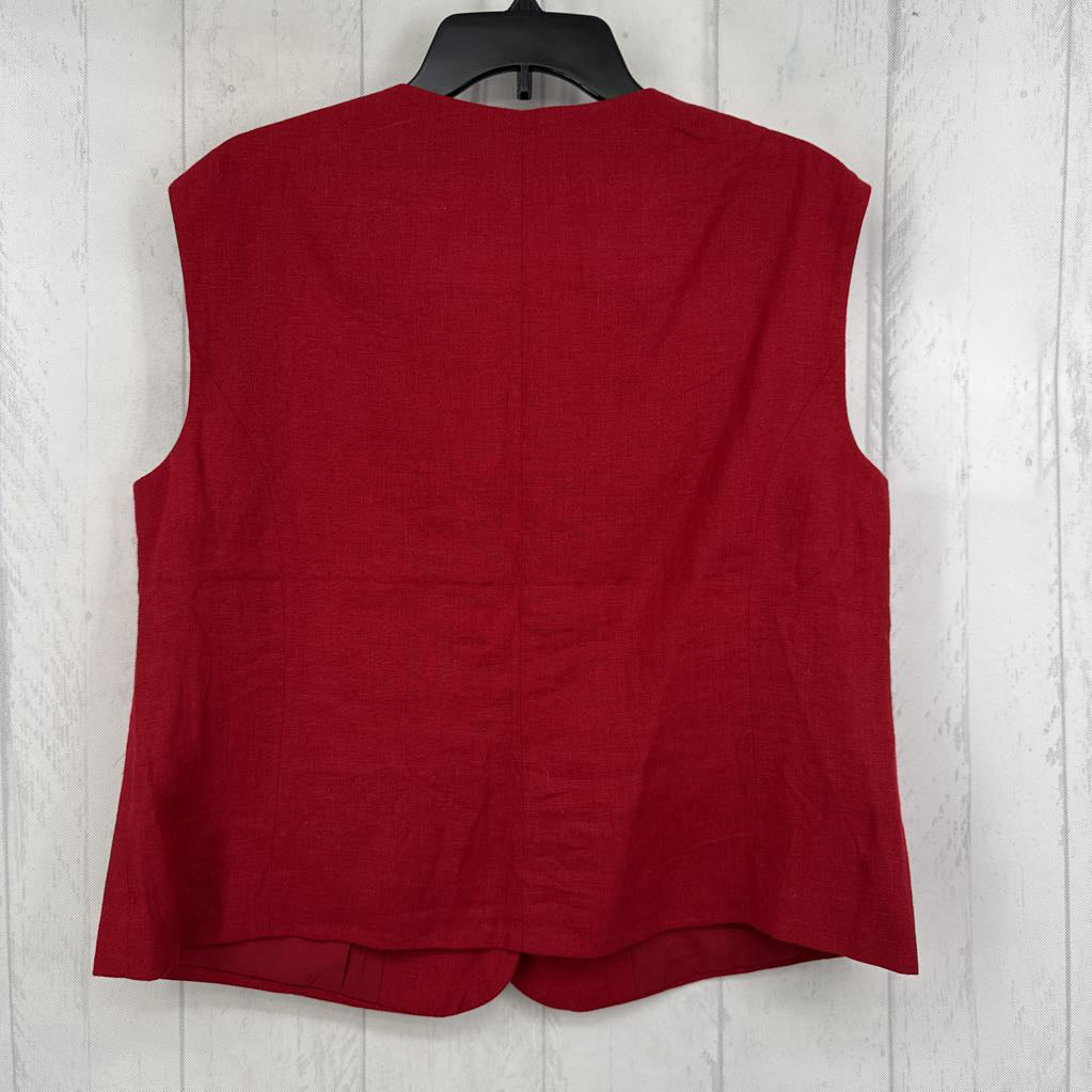 14 linen blend button down vest