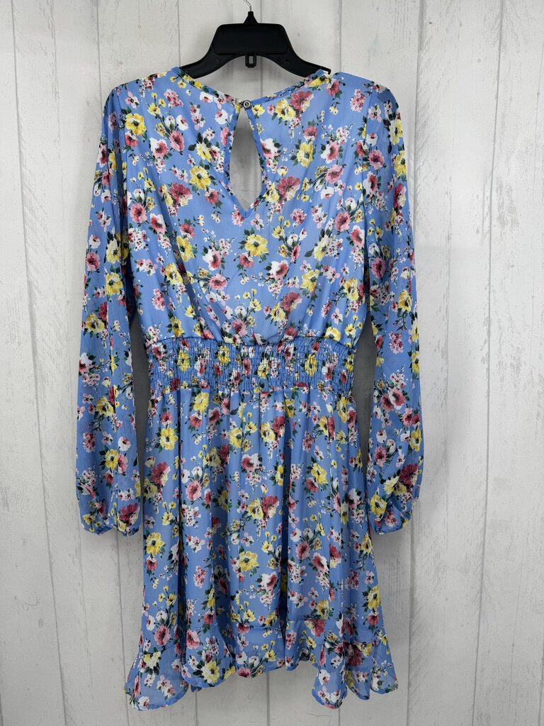 L flo print crossover l/s dress