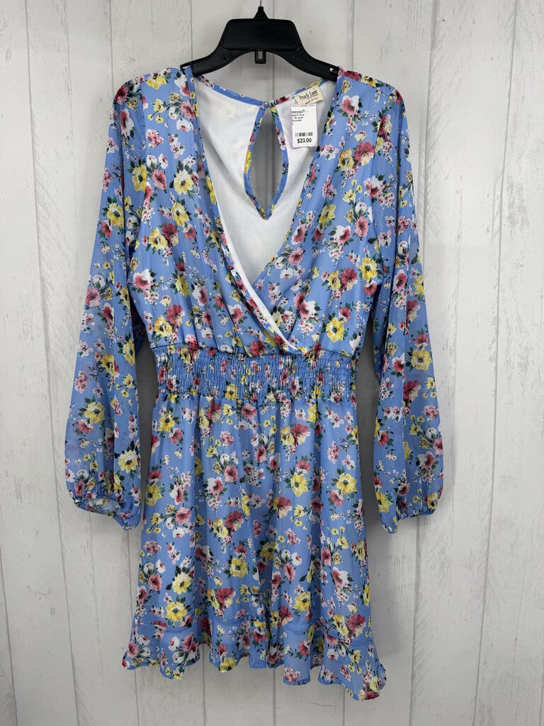 L flo print crossover l/s dress