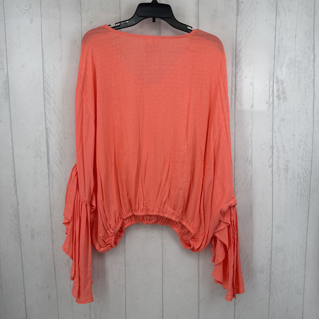 L tassel tie flowy slv top l/s