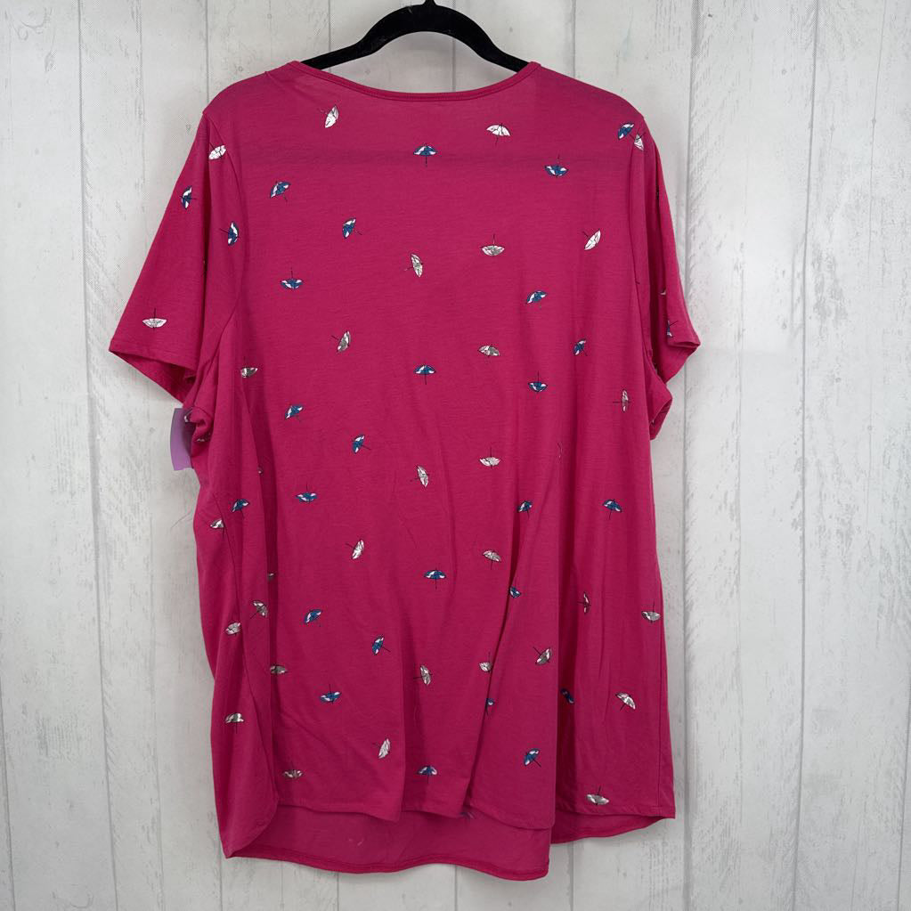 18/20 umbrella print split neck s/s tee