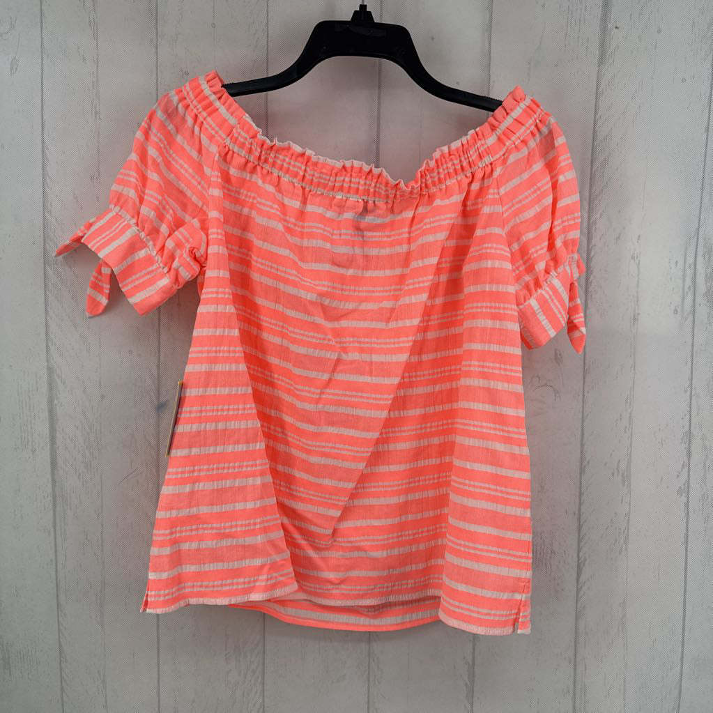 M stripe off shoulder s/s top