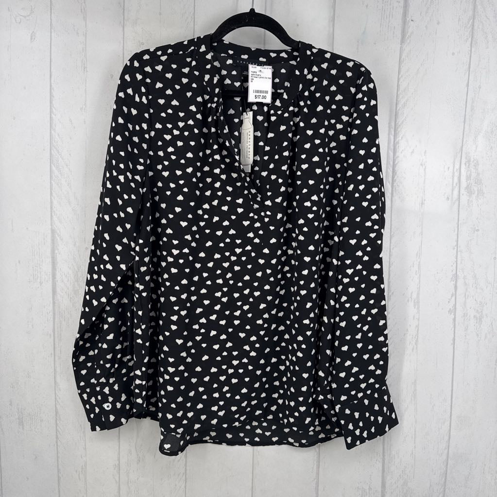 M heart print l/s top