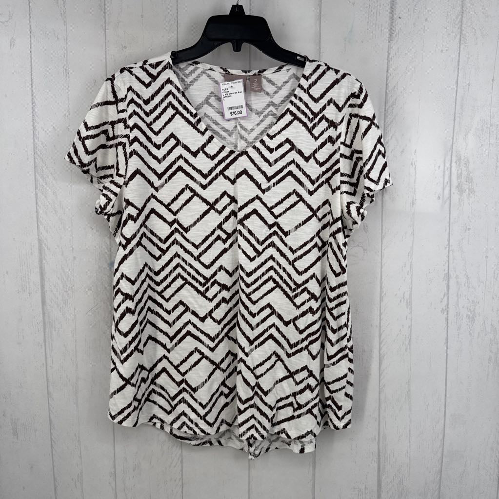L s/s chevron ikat pattern top