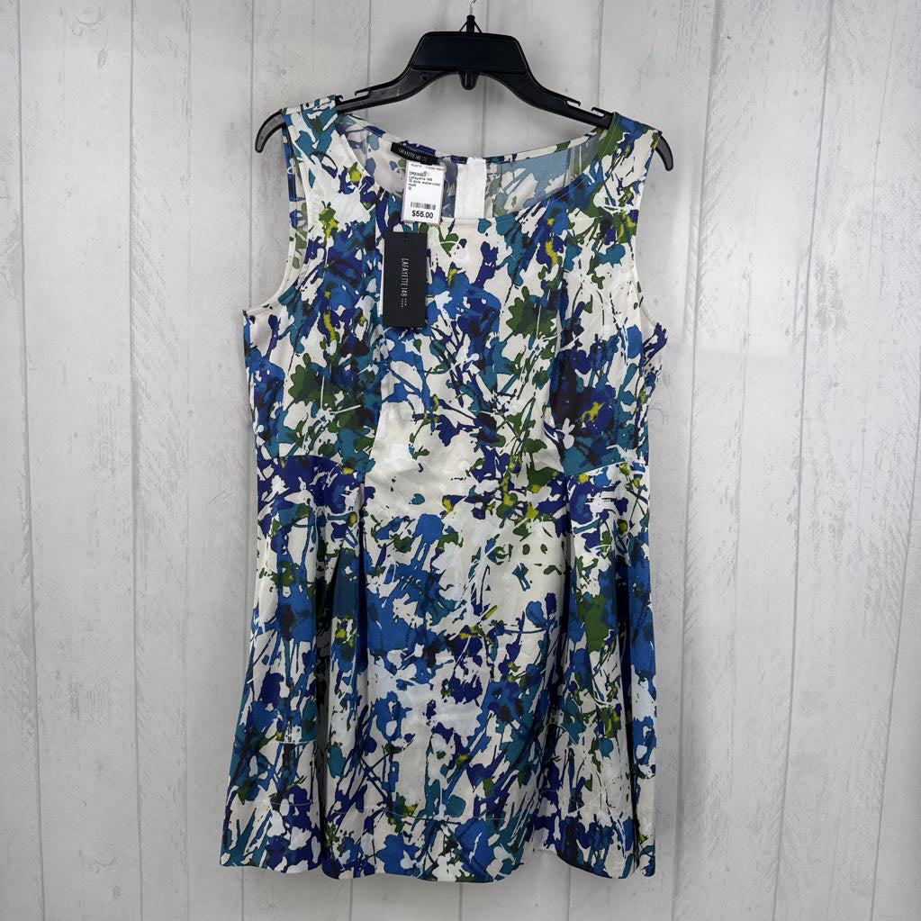12 slvls watercolor floral print silky dress