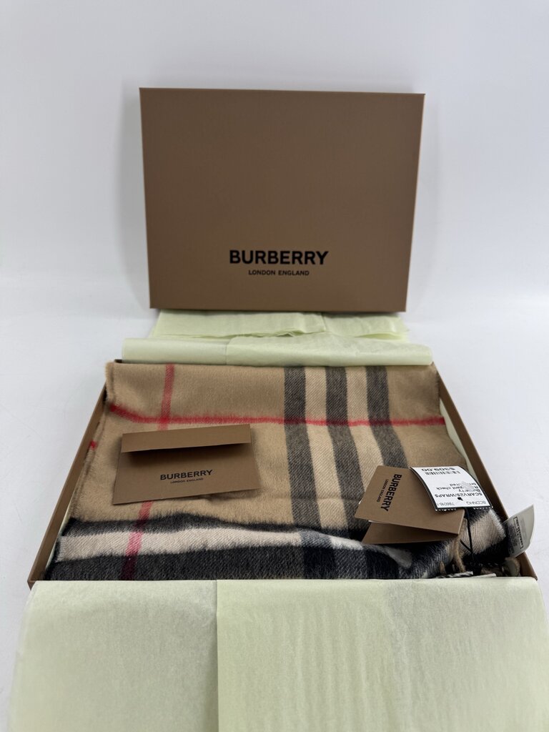 R390 giant check cashmere scarf w/ box