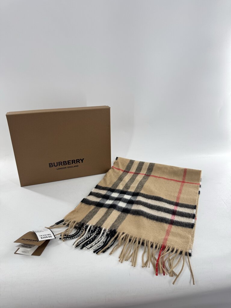 R390 giant check cashmere scarf w/ box