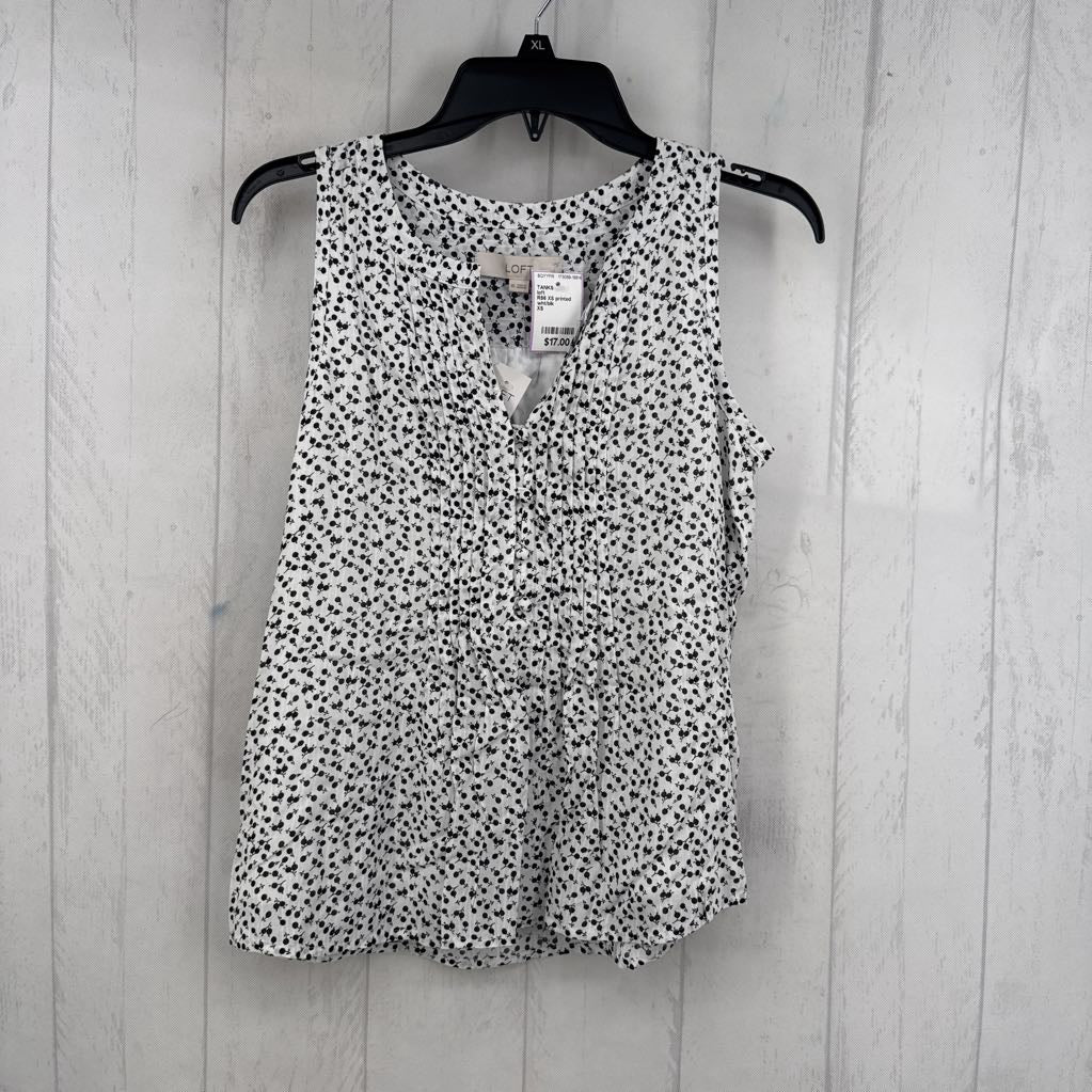 R56 XS printed pleated half button tank