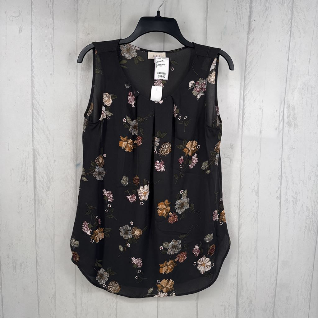 S flower print pleated tank