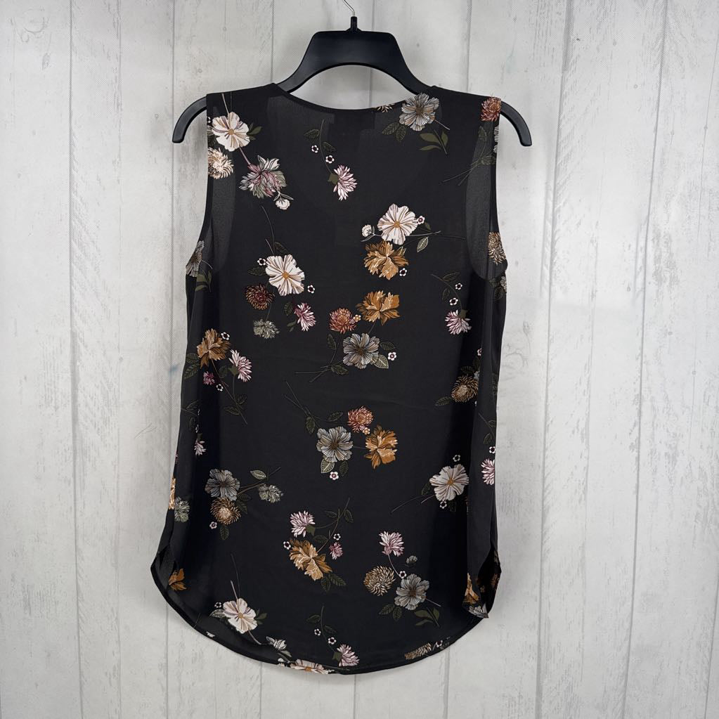 S flower print pleated tank