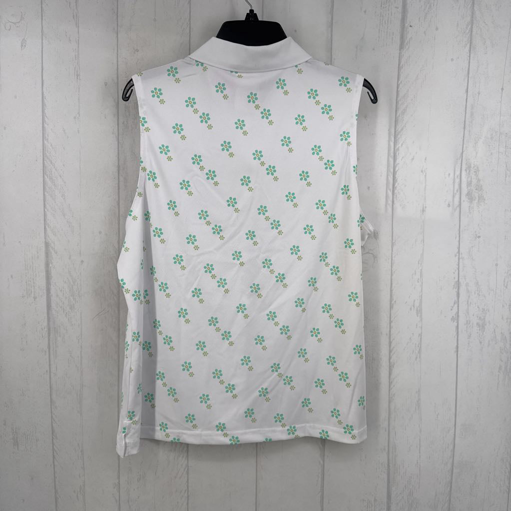 XL flower print quarter zip tank