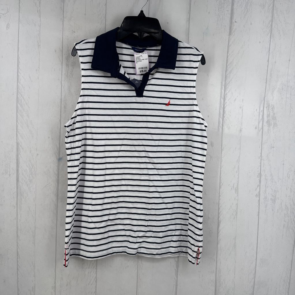 M stripe collar tank