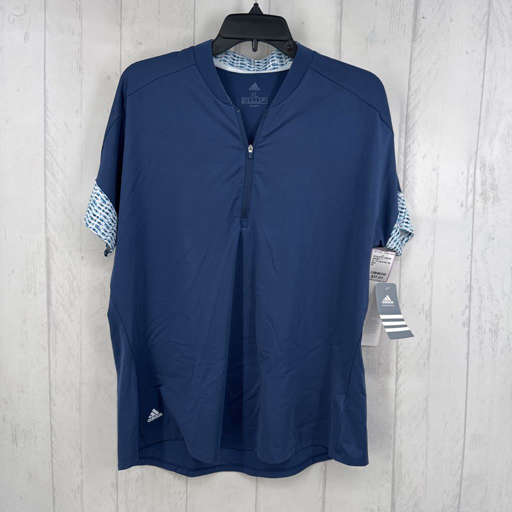 XL s/s quarter zip hi-low top