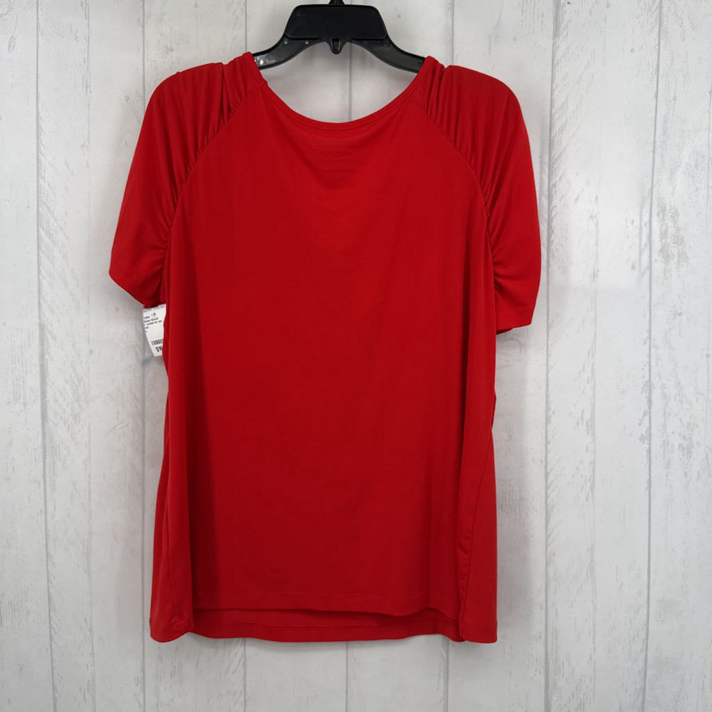 L ruched slv top s/s