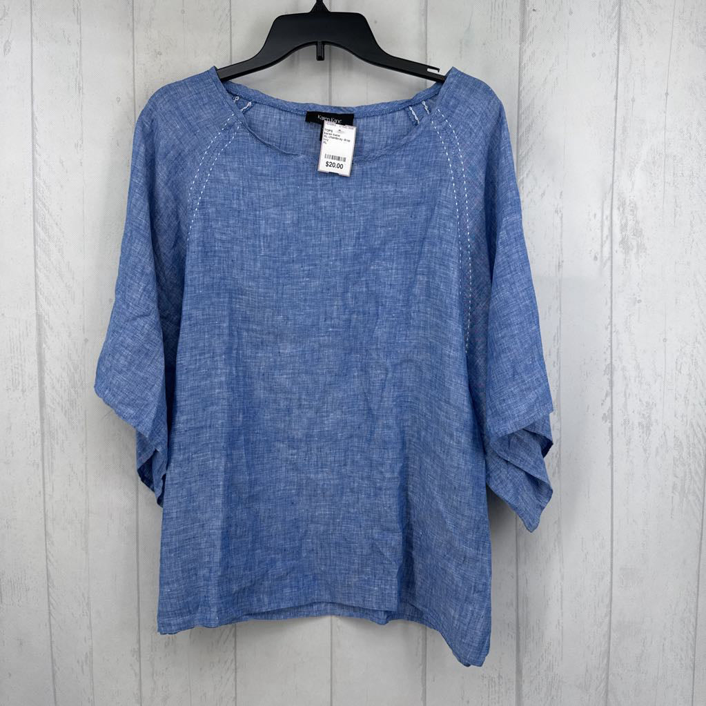 XL chambray drop shoulder top