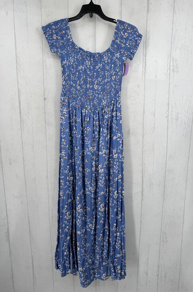 L flo print smocked s/s dress