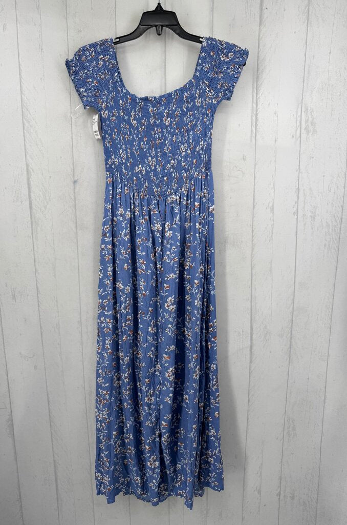 L flo print smocked s/s dress