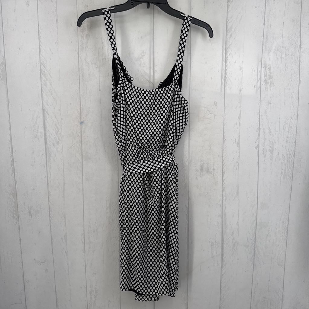 M polka dot belted slvls dress
